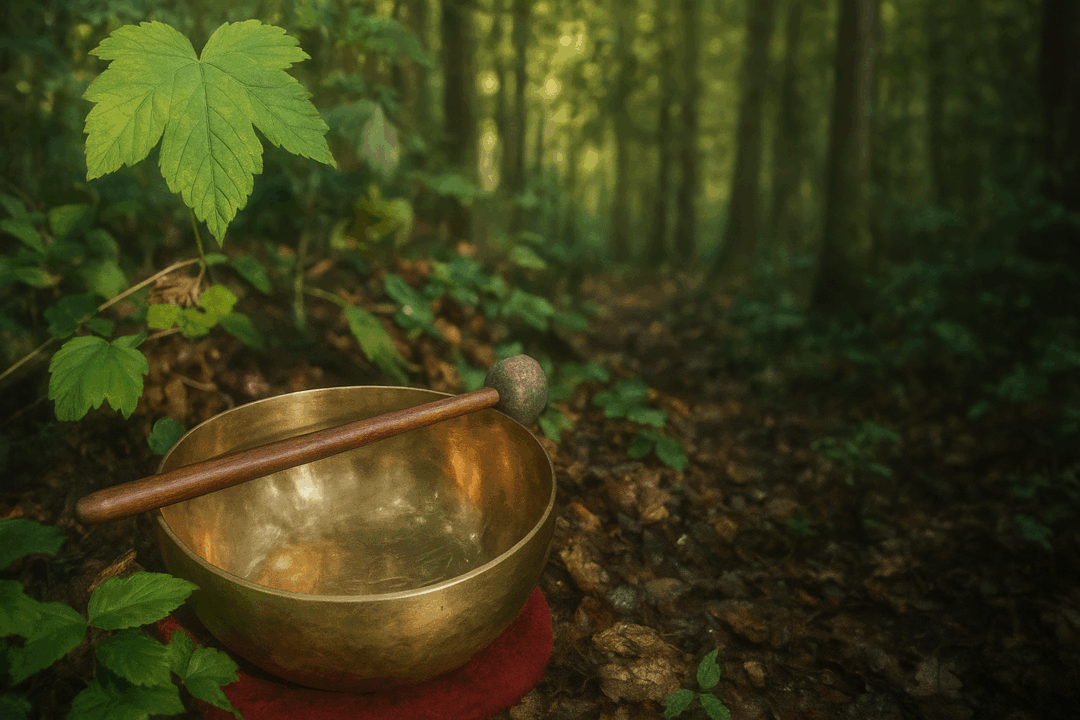 Klangschale im Wald